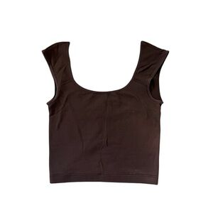 Garage Brown Sleeveless Crop Tank Top